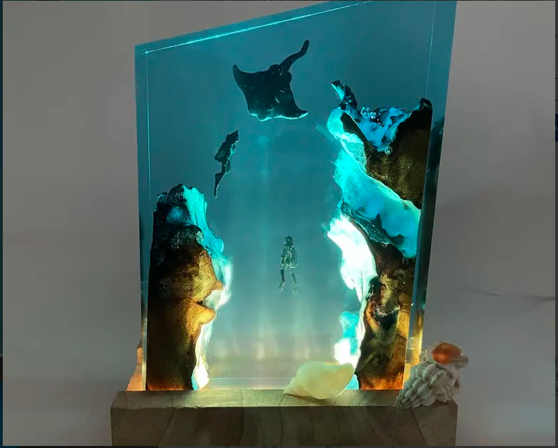 Handmade Batfish Resin Lamp