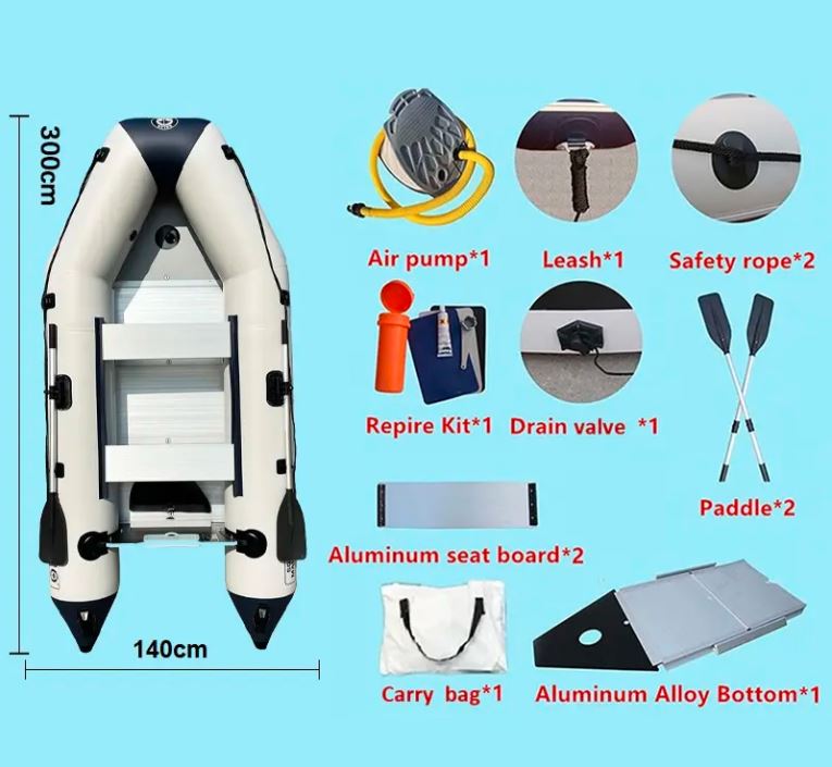 Inflatable Sport Boat With Paddles, Air Pump, And Carry Bag